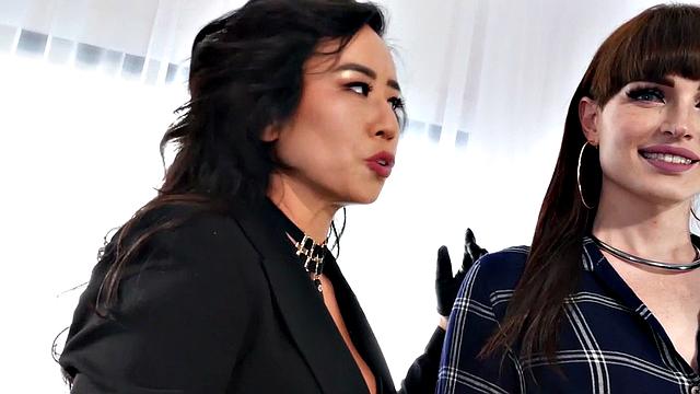 Erotic trans beauty fucked by ladyboy gf in couple