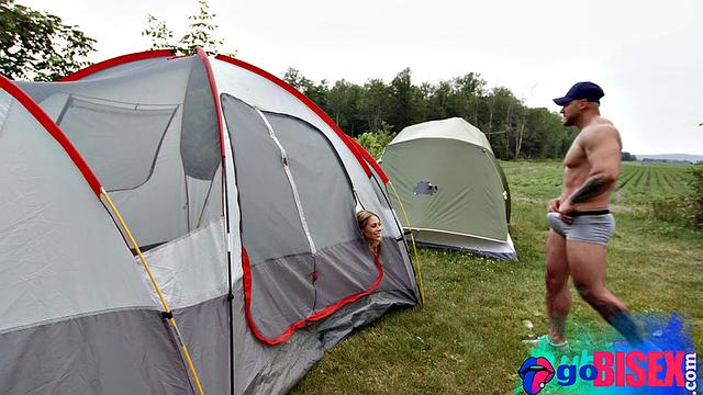 Cute inked babe pounded in bi 3some