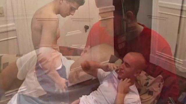 Kyle walks in on straight boy Rod, who has apparently relaxed with his porn video still blasting on the TV. When asked if he'd like a massage, Rod offers no resistance and Kyle begins gently working his torso.