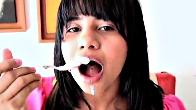 A kinky amateur teen get her tight pussy pounded after fingering her bald pussy and feet