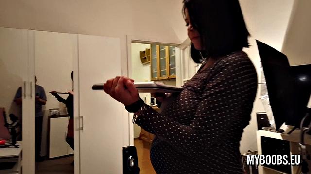 9th Month Pregnant Shione Bouncing And Sucking Boobs