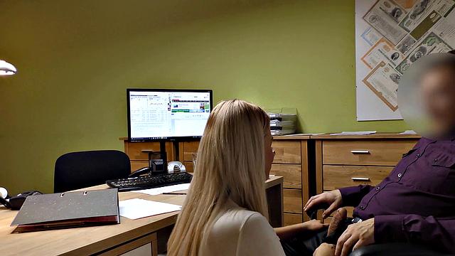 LOAN4K. Guy helps a blonde when she needs extra money for a car