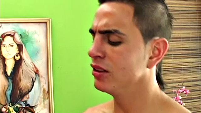 Desiderio meets Daniel on the street and soon has the boy on his bed. He wastes no time getting the skinny and smooth twink out of his pants and goes down on his uncut cock.