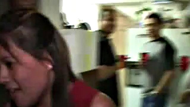 Naughty teen banged at real frat party