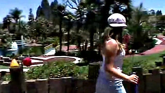 Little April goes outdoors touching herself