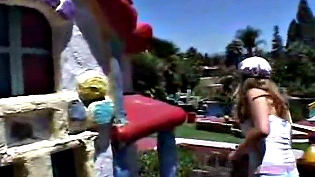 Little April goes outdoors touching herself