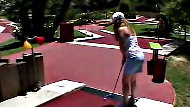 Little April goes outdoors touching herself