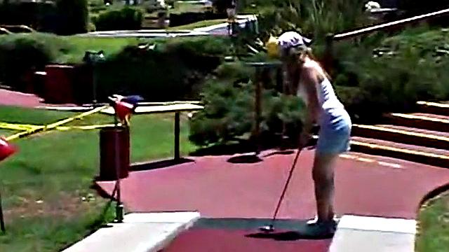 Little April goes outdoors touching herself