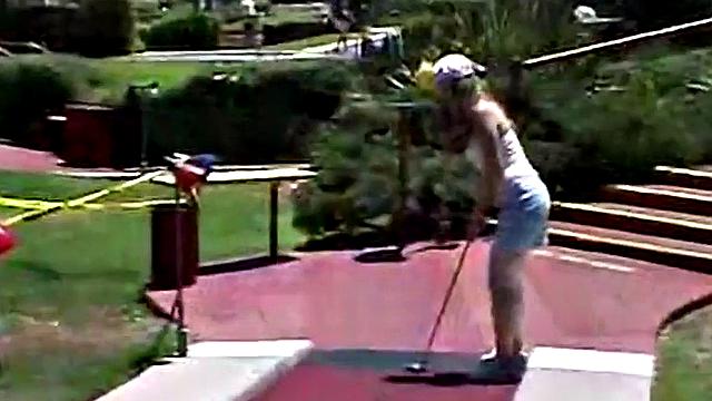 Little April goes outdoors touching herself