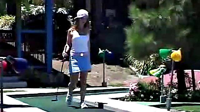 Little April goes outdoors touching herself