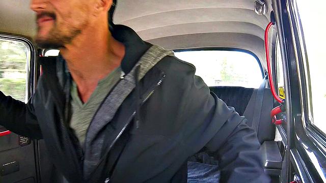 Tommy Gunn, the legend, deepthroats and fucks in reverse cowgirl taxi