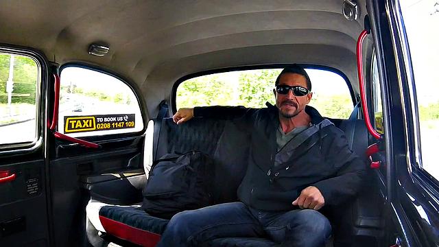 Tommy Gunn, the legend, deepthroats and fucks in reverse cowgirl taxi