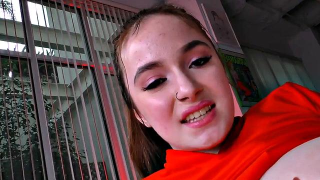 POV anal babe with medium boobs gets banged in asshole