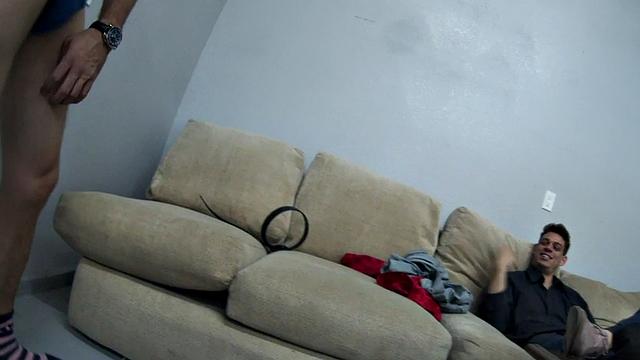 Ripped stud wanks after ball busting kicks in duo