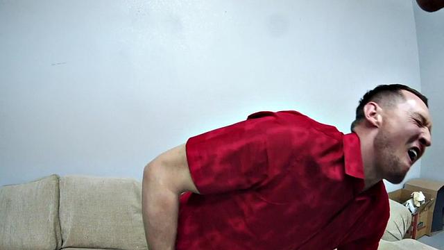 Ripped stud wanks after ball busting kicks in duo