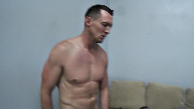 Ripped stud wanks after ball busting kicks in duo