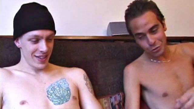 Shane is back and he's with Vincenzo, who has never done anything with another guy. After they get naked, Vincenzo gets curious about his friend's cock and reaches over to grab it.