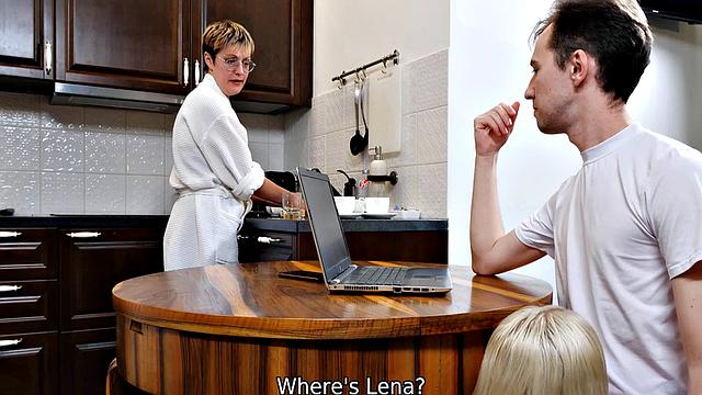 SISPORN. Guy stretches cute stepsister behind stepmothers back