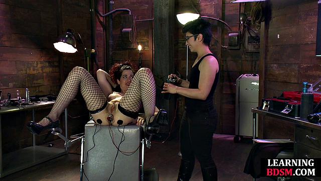 BDSM Lesbian pussytoying her GF