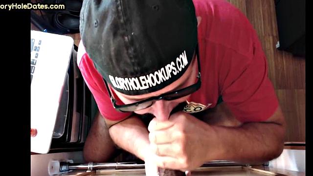 Gloryhole DILF deepthroats black cock in homemade video