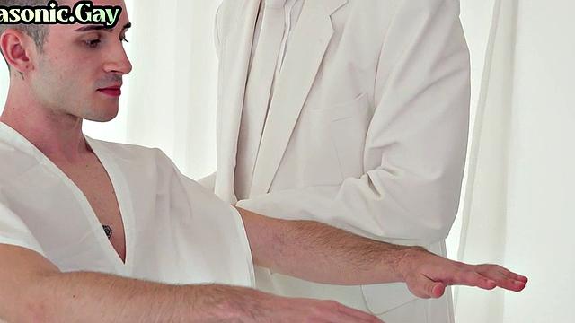 Religious master cock-sucking skinny apprentice