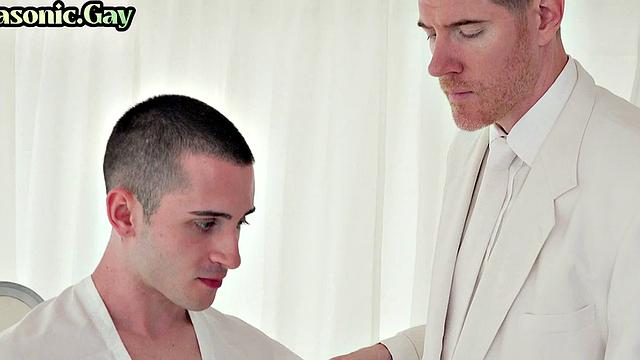 Religious master cock-sucking skinny apprentice