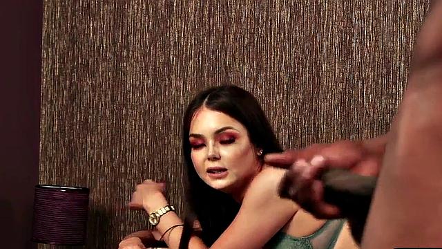 British voyeur babe teases black rod till cumshot