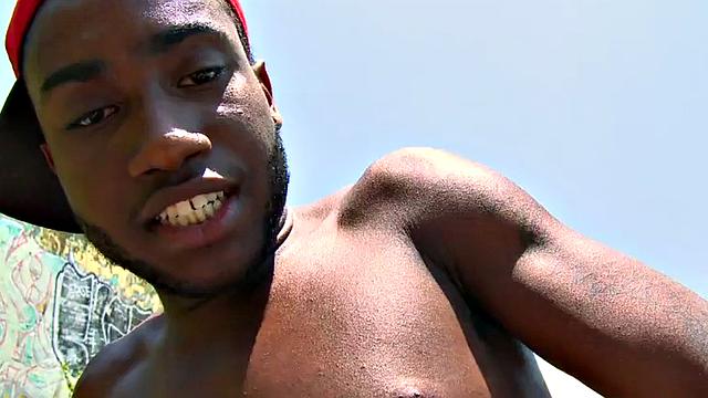 Public Nubian thug rides white cock outdoors