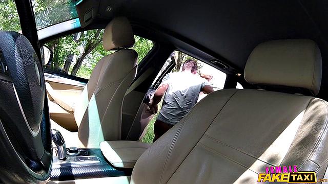 Blonde Cabbie Fucks Young Stud POV-style & gets a cumshot