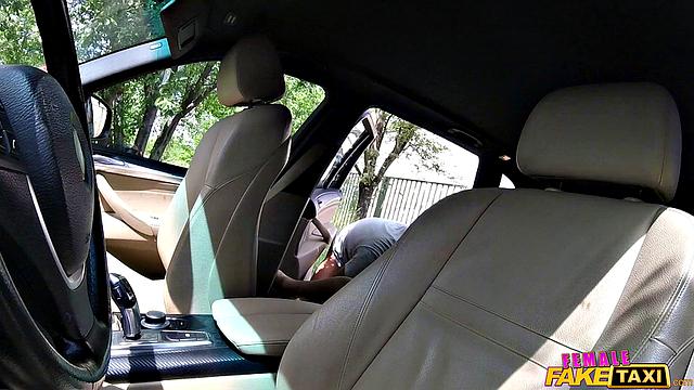 Blonde Cabbie Fucks Young Stud POV-style & gets a cumshot