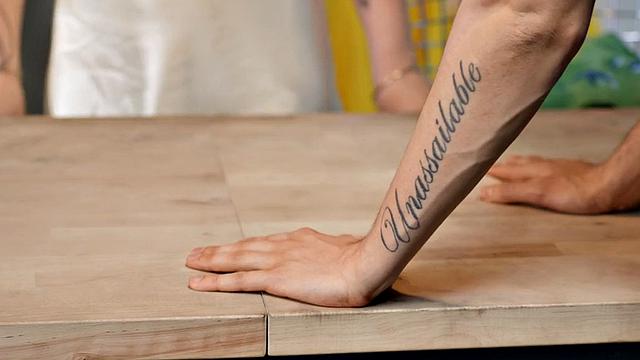 Busty tattooed transgender babe in threesome