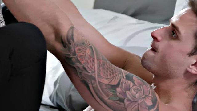 Bottom white gay enjoys fucking on black cock