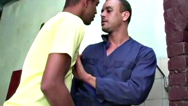 Gomez Aguilar is in his tool shed, upset that he hasn't used his large dick in a while, so Luis de Pavia agrees to help him out. He takes off the one-piece to reveal Gomez's muscles and obscenely large cock, and sucks it valiantly.