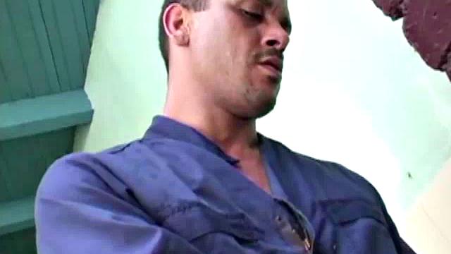 Gomez Aguilar is in his tool shed, upset that he hasn't used his large dick in a while, so Luis de Pavia agrees to help him out. He takes off the one-piece to reveal Gomez's muscles and obscenely large cock, and sucks it valiantly.