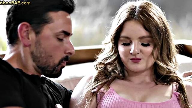 Bigbooty babe passionately ridings lovers cock on sofa