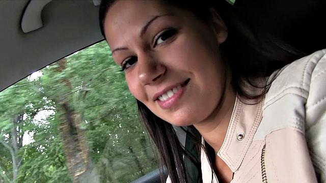 Brunette loses her way & gets slammed from behind by stranger's thick cock