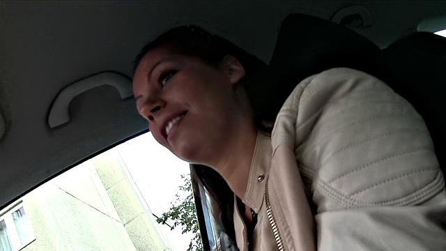 Brunette loses her way & gets slammed from behind by stranger's thick cock