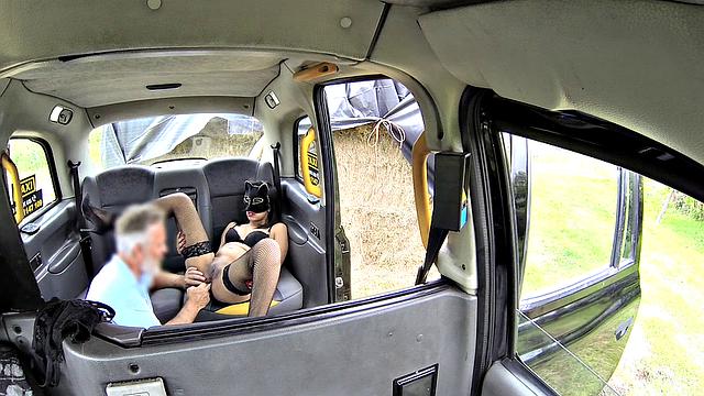 Sexy Brunette in fishnets & high heels fucks herself in hot roleplay fantasy