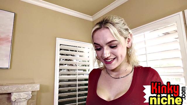 Big ginger doggyfucked by lucky guy