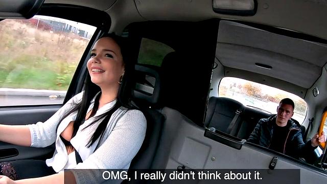 A curvy taxi driver ride before getting her tight pussy stuffed on backseat