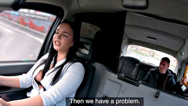 A curvy taxi driver ride before getting her tight pussy stuffed on backseat