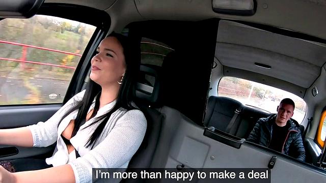 A curvy taxi driver ride before getting her tight pussy stuffed on backseat