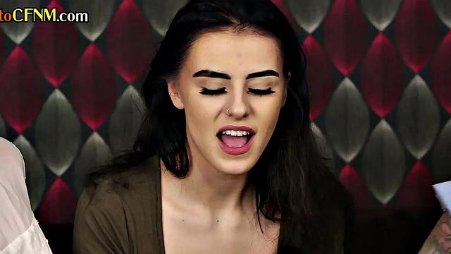 Voracious CFNM cocksucking lucky fellow