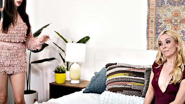 Watch these horny brunettes devour each other's pussies in high heels and bald pussy