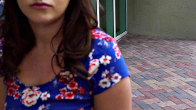 Shy Brunette Flashes