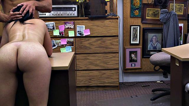 Boss fucks in the office with his massive white cock