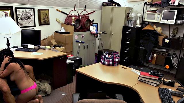 Boss fucks in the office with his massive white cock