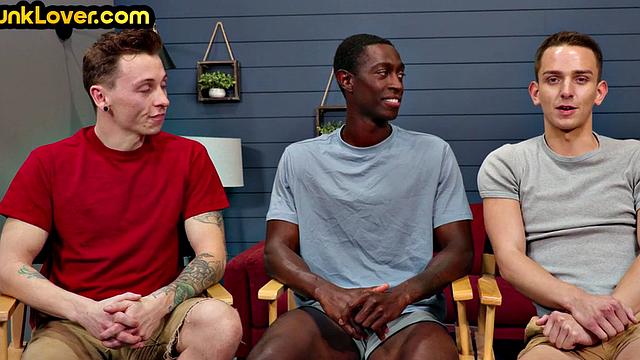 IR studs enjoy bareback pleasure in 3some after casting