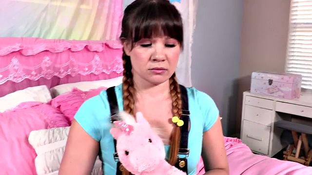 Brunette rides taboo POV dick before missionary