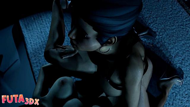 Futa3dX - Hot Purple Haired Babe Spitroasted by Her Fantasy Creatures Hunks